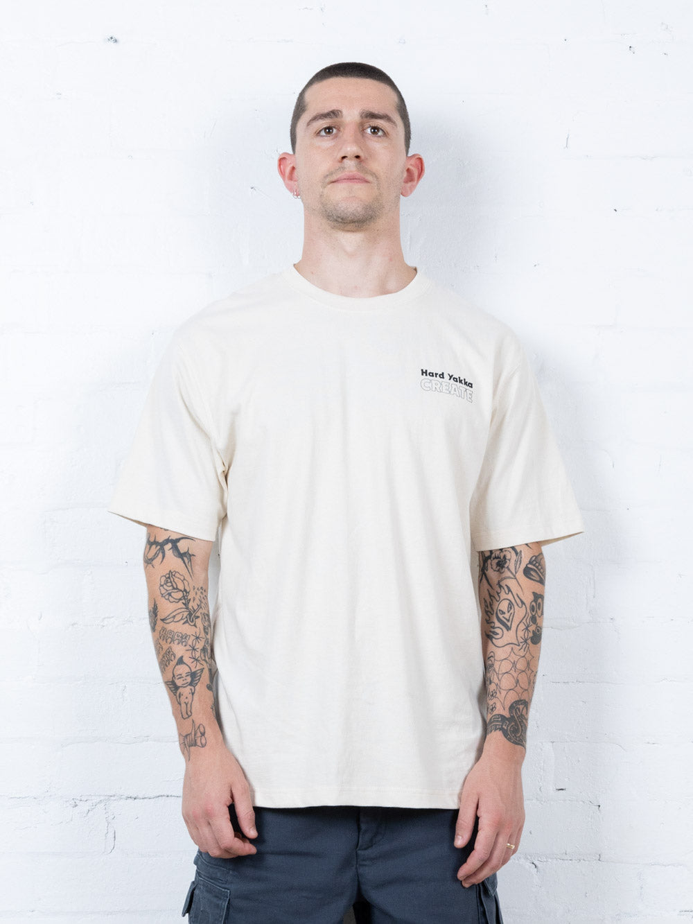 Hard Yakka Create Mens - Tough Going Oversize Fit Tee - Unbleached
