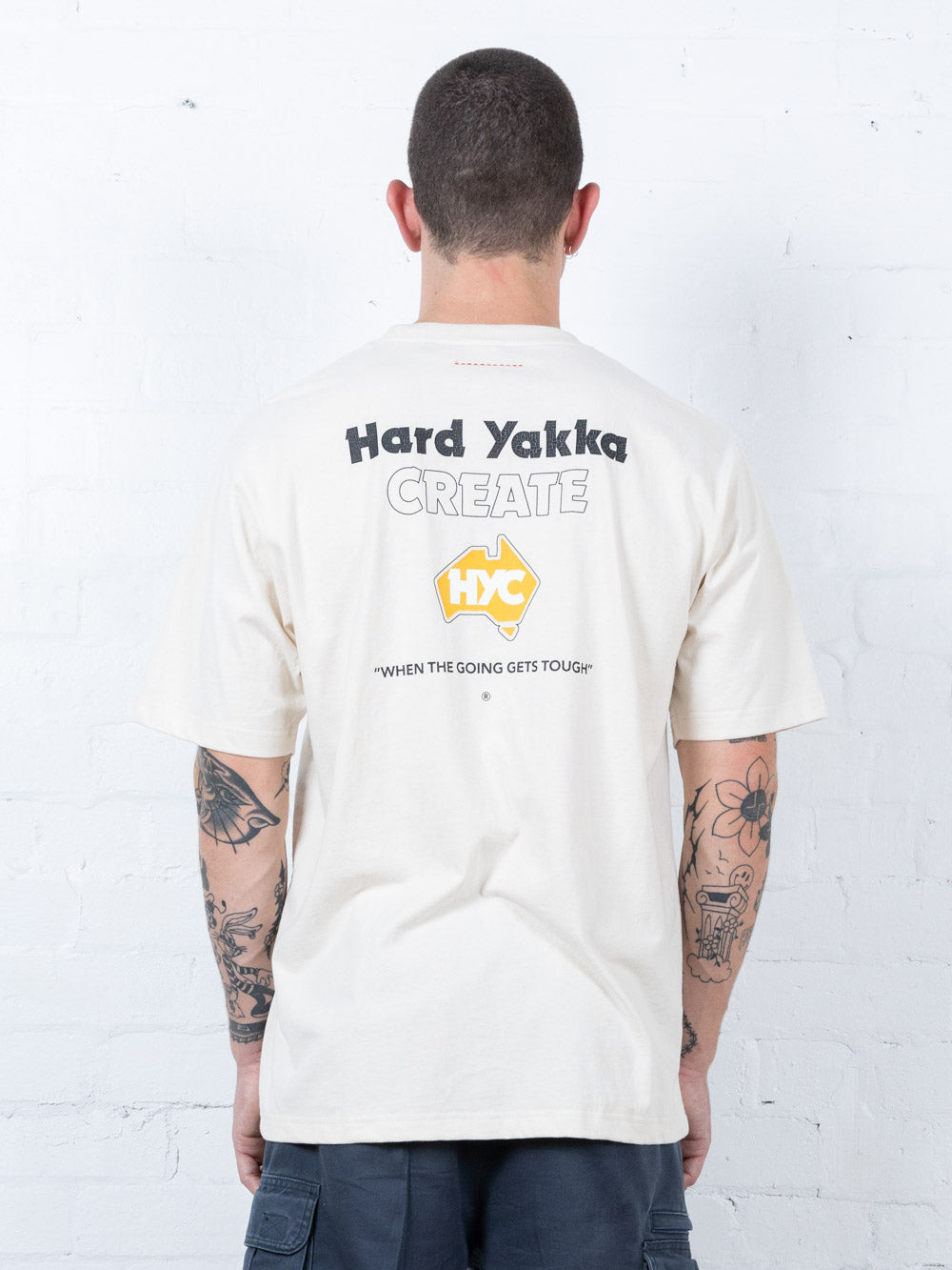 Hard Yakka Create Mens - Tough Going Oversize Fit Tee - Unbleached