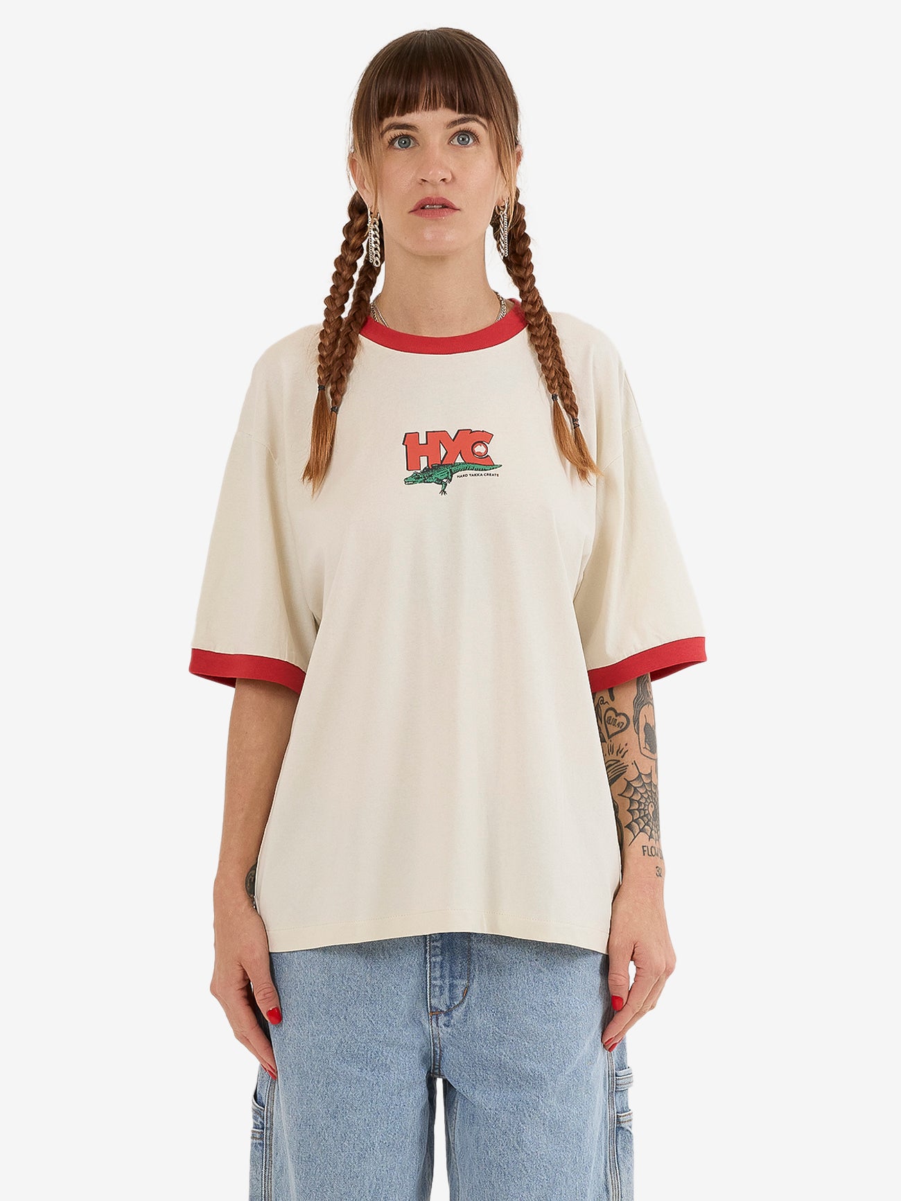 Hard Yakka Create Womens - Croc Ringer Tee - Heritage White