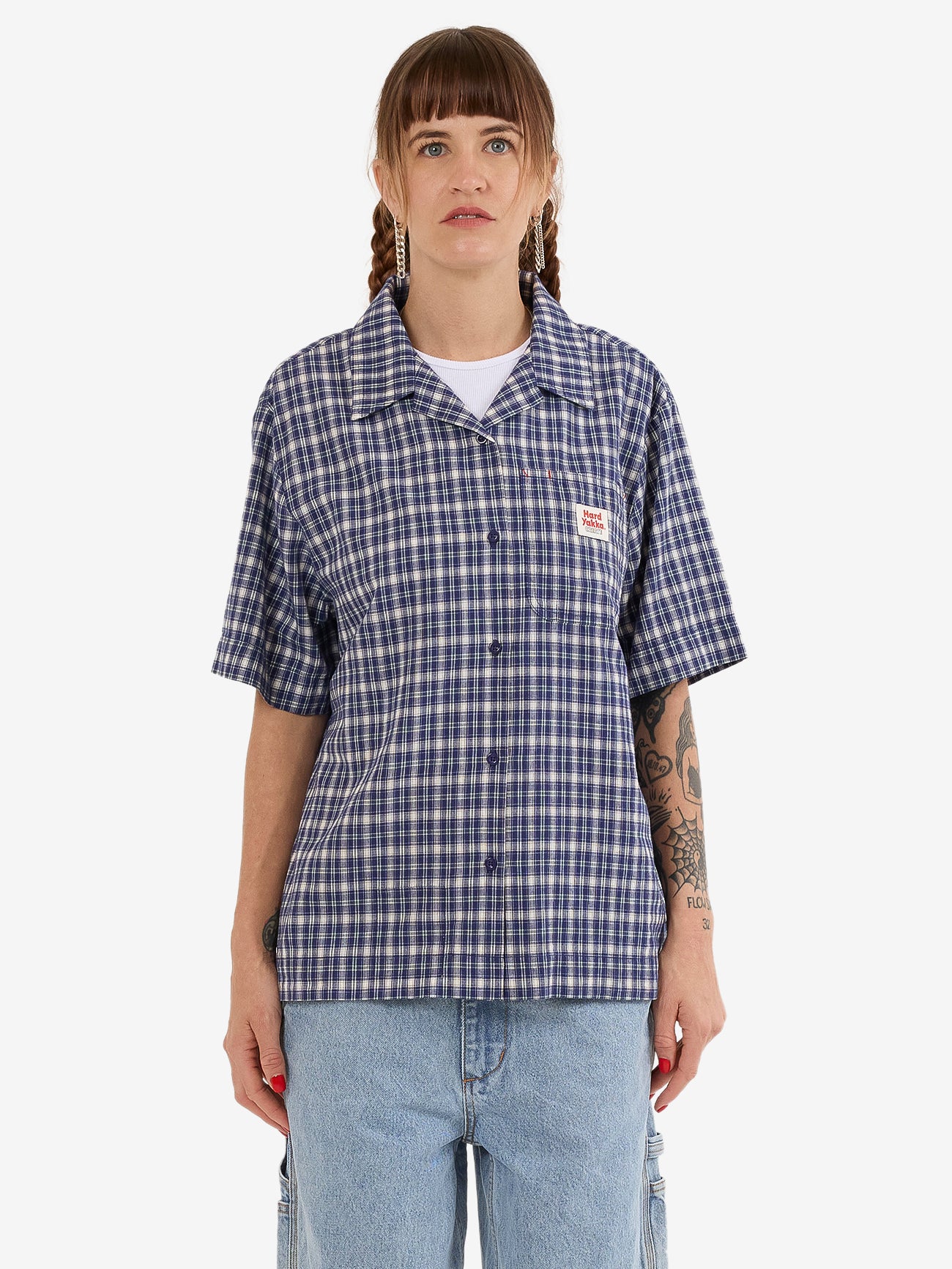 Hard Yakka Create Womens - Short Sleeve Check Shirt - Yakka Blue