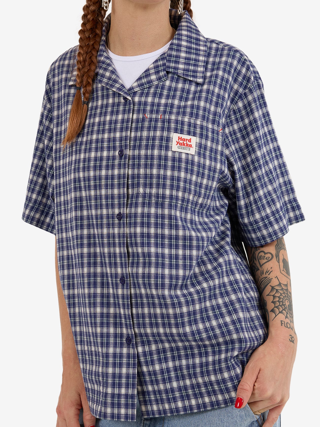 Hard Yakka Create Womens - Short Sleeve Check Shirt - Yakka Blue