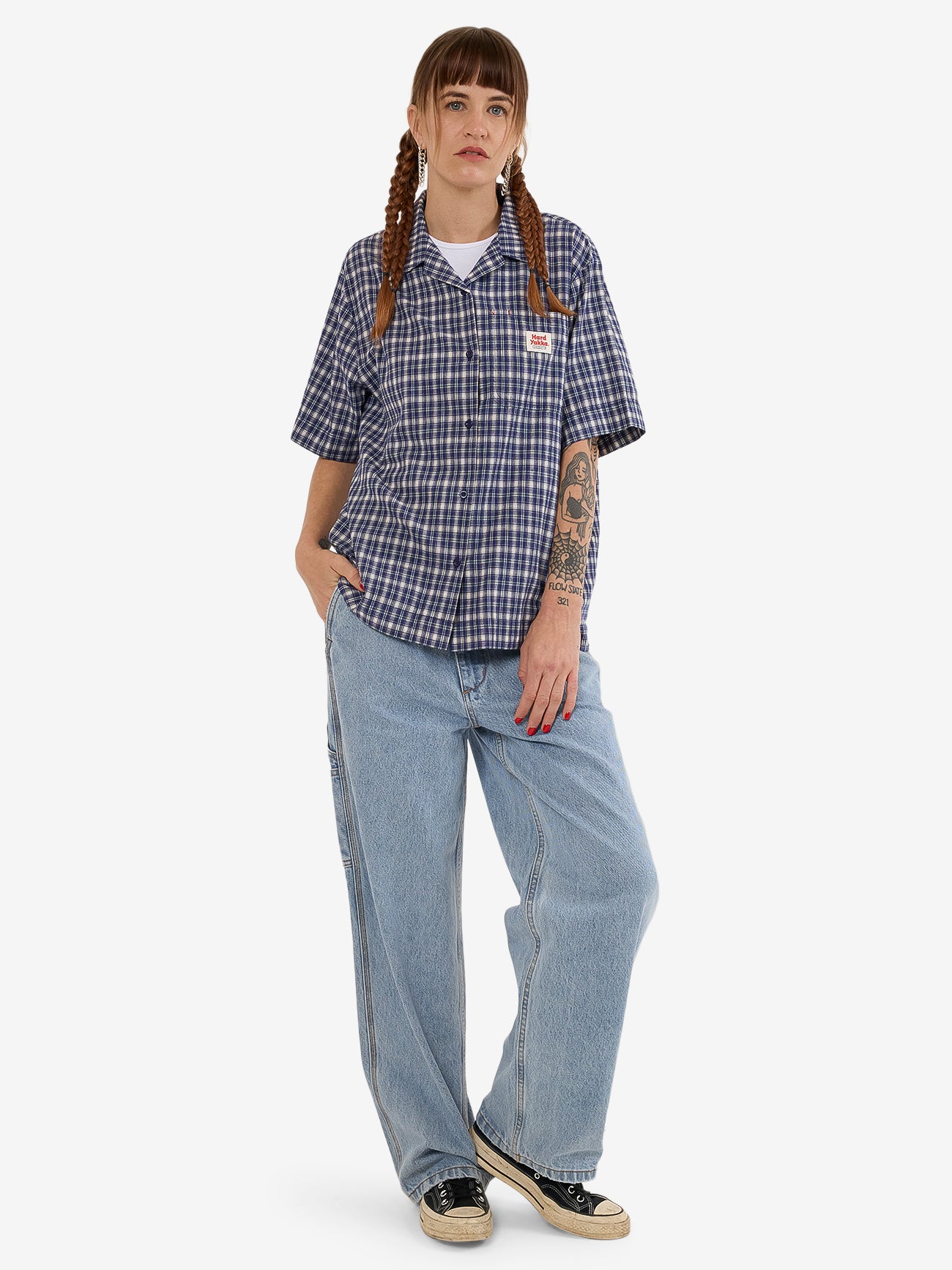 Hard Yakka Create Womens - Short Sleeve Check Shirt - Yakka Blue