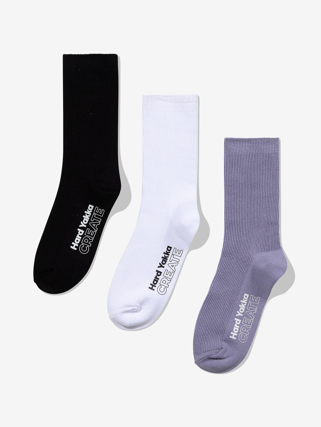 Hard Yakka Create Mens - 3 Pack Socks - Grey Ridge - White - Black