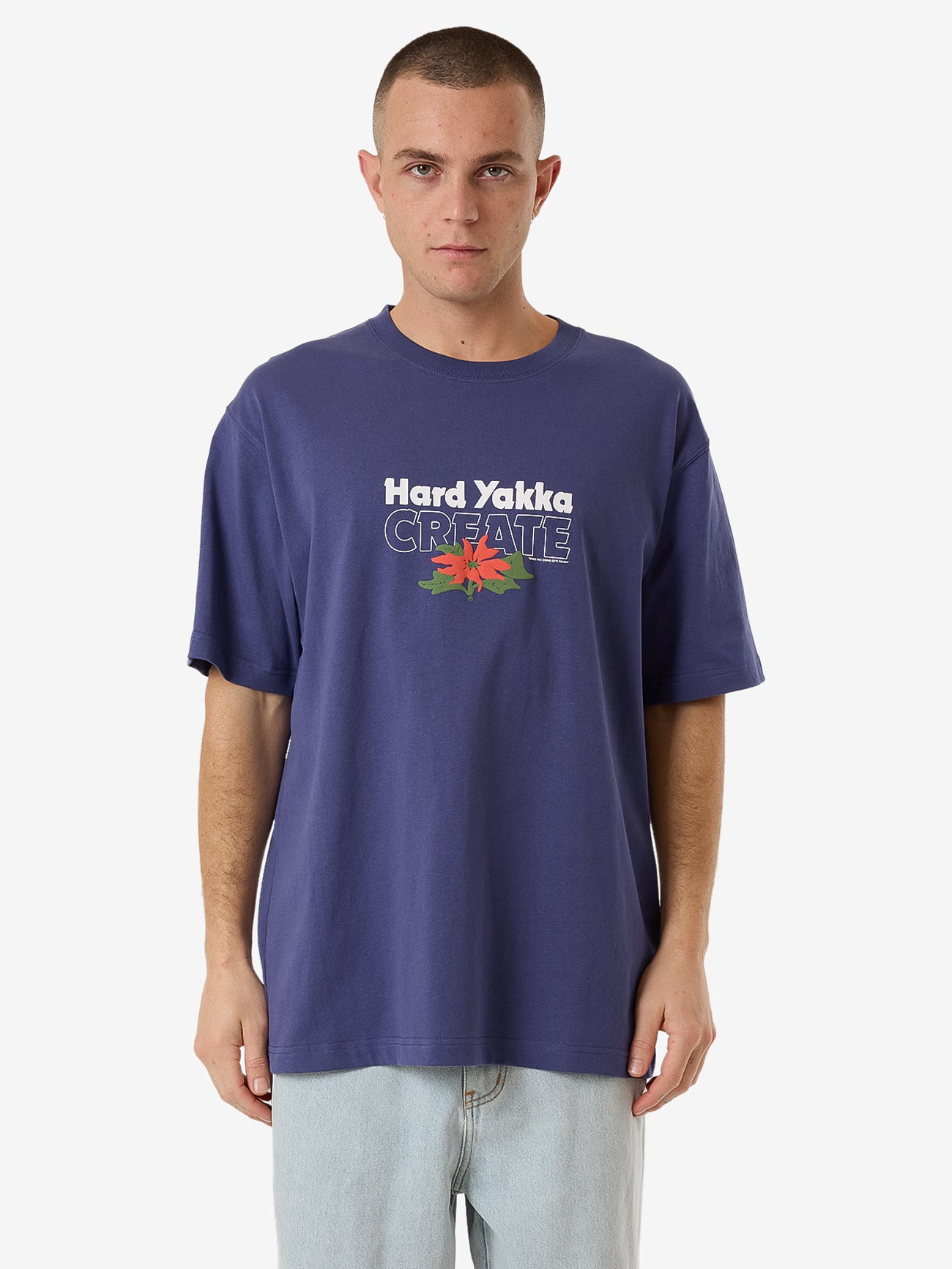 Hard Yakka Create Mens - Flora Oversize Fit Tee - Yakka Blue