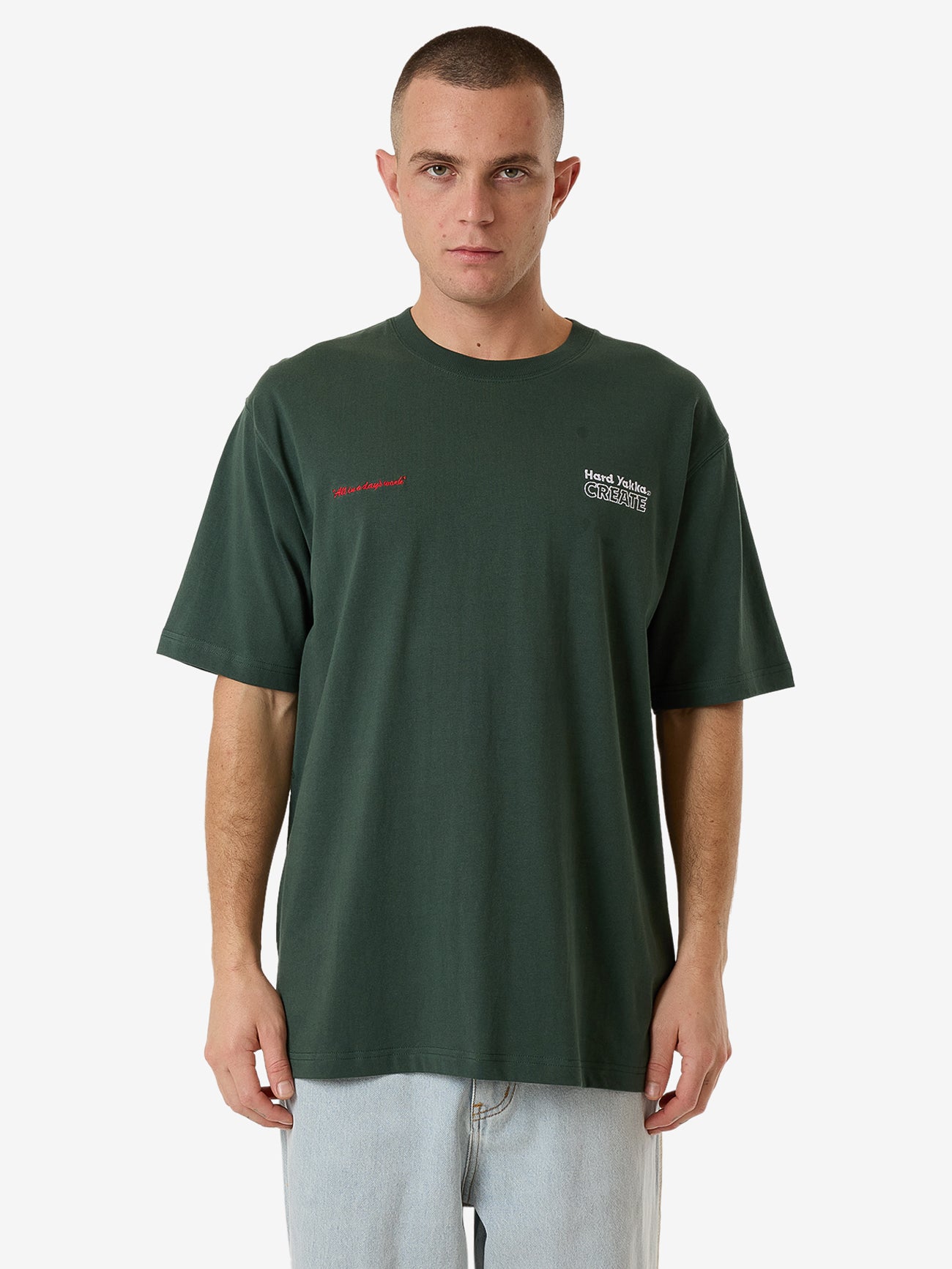 Hard Yakka Create Mens - Demo Oversize Fit Tee - Jungle Green