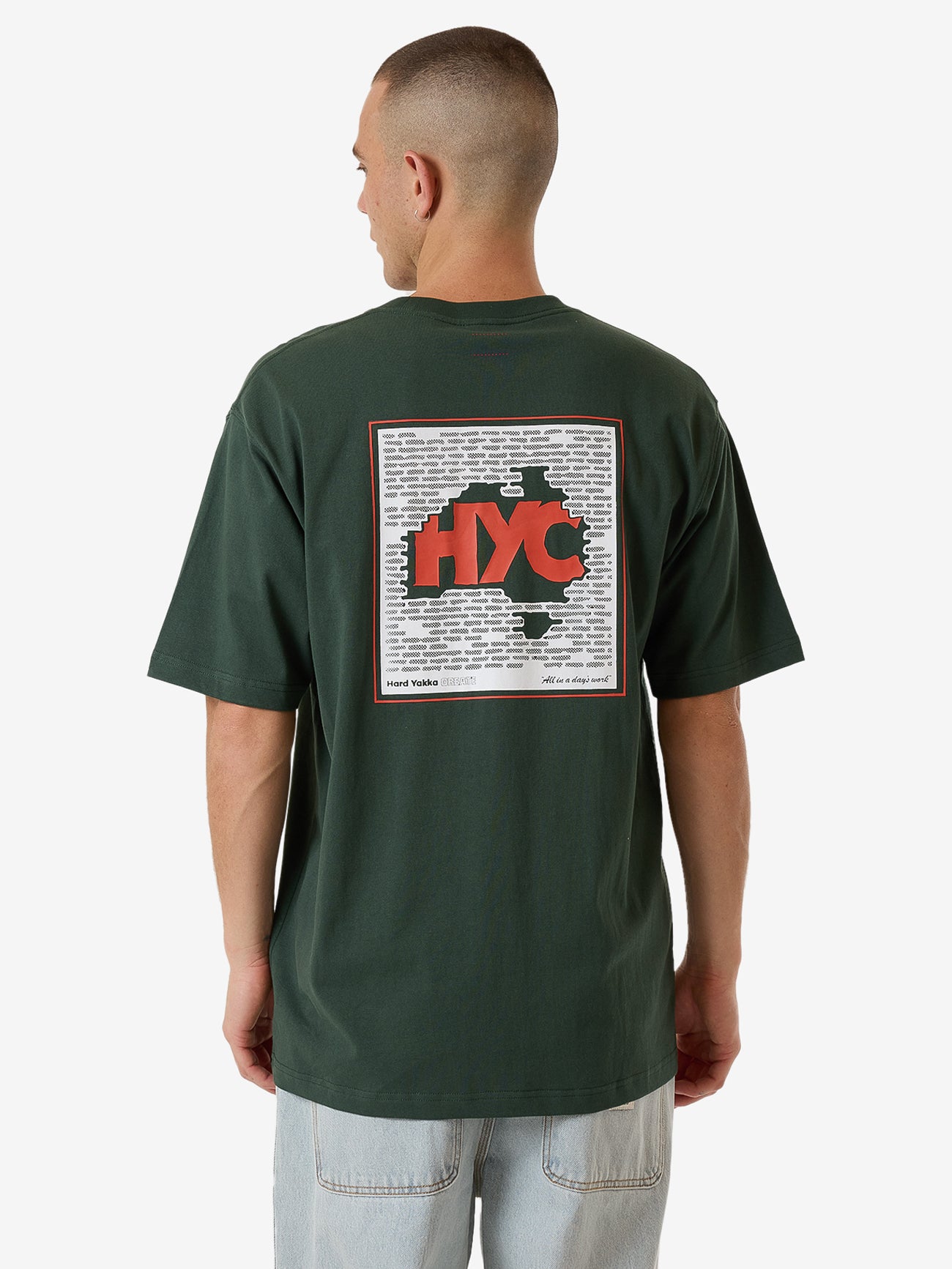 Hard Yakka Create Mens - Demo Oversize Fit Tee - Jungle Green