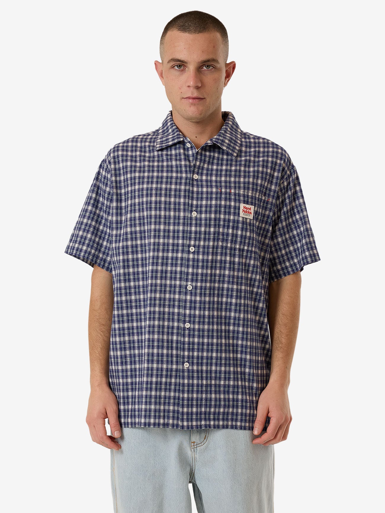 Hard Yakka Create Mens - Short Sleeve Check Shirt - Yakka Blue