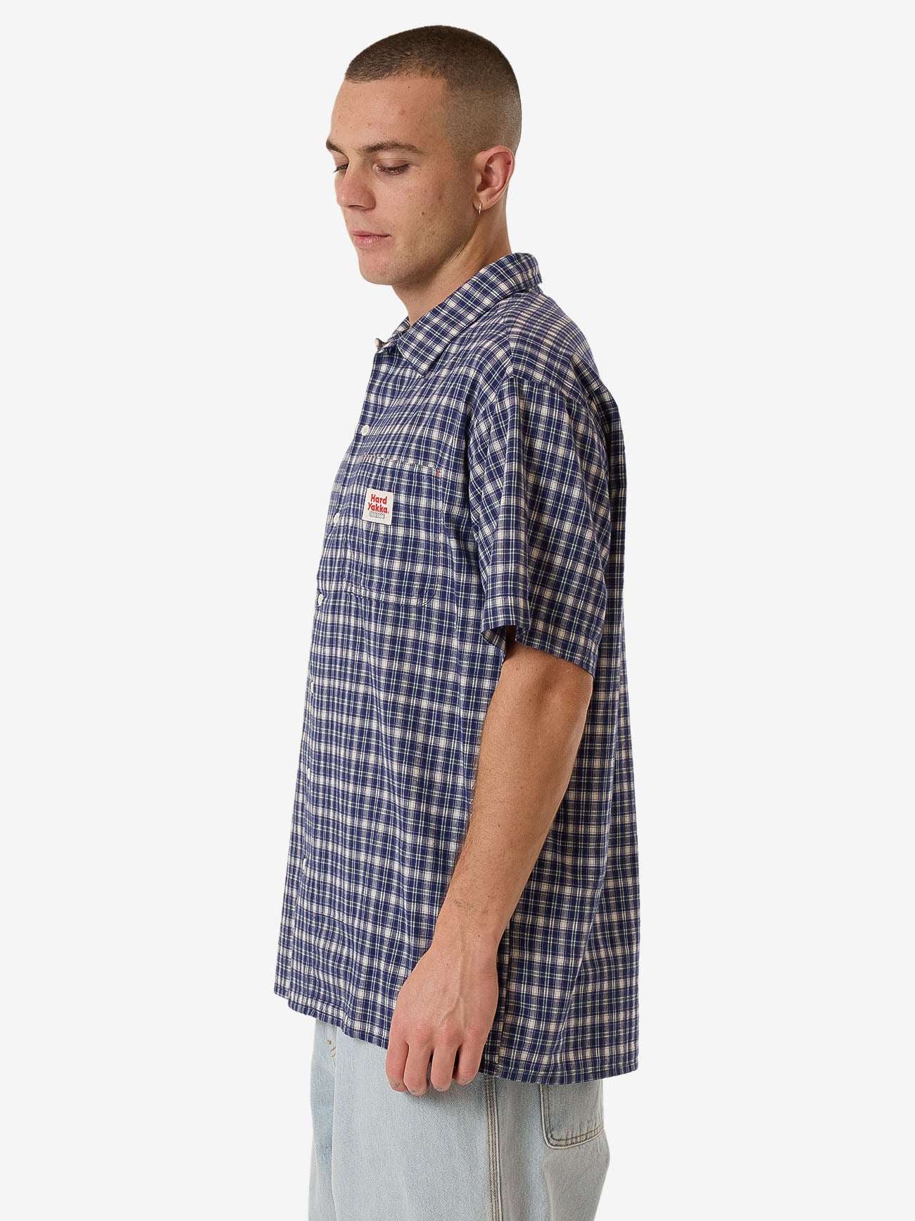 Hard Yakka Create Mens - Short Sleeve Check Shirt - Yakka Blue