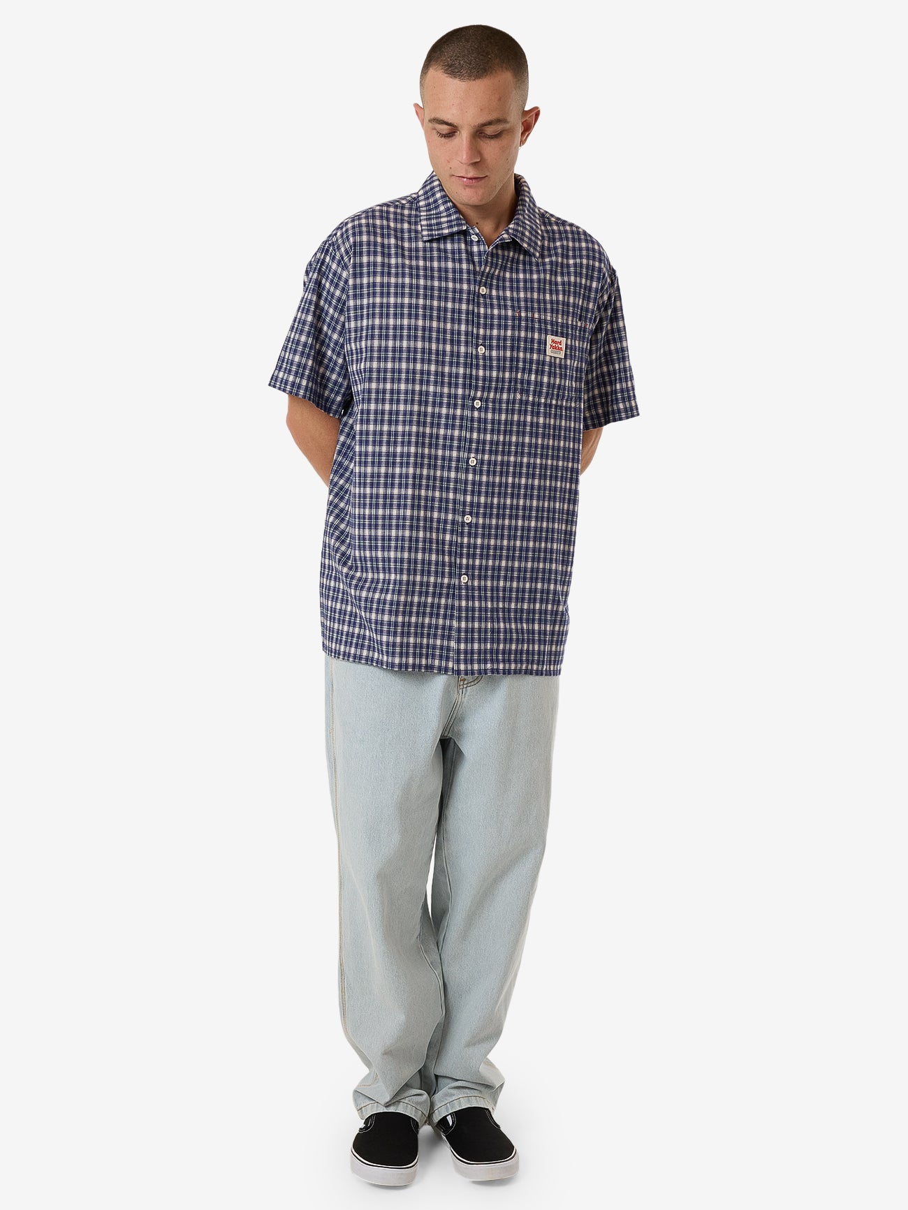 Hard Yakka Create Mens - Short Sleeve Check Shirt - Yakka Blue