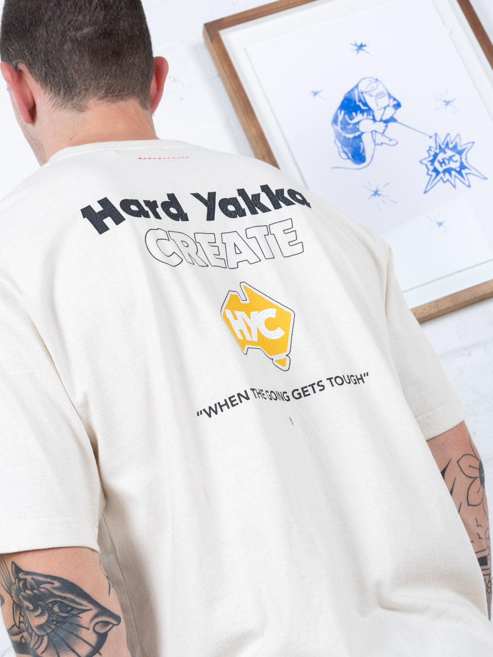 Hard Yakka Create - Tough Going Oversize Fit Tee - Unbleached