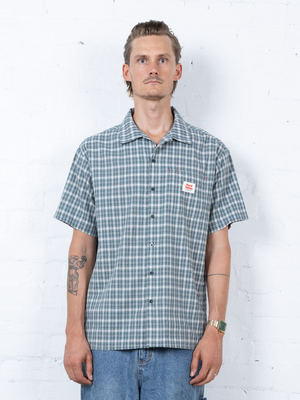 Hard Yakka Create - Short Sleeve Check Shirt - Scrubs Green